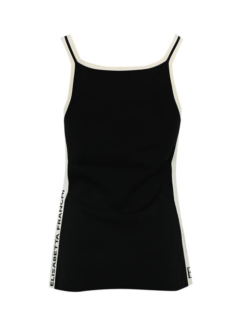Top in viscosa con bande logo Nero/Milk Elisabetta Franchi | TK51S56E2EF3